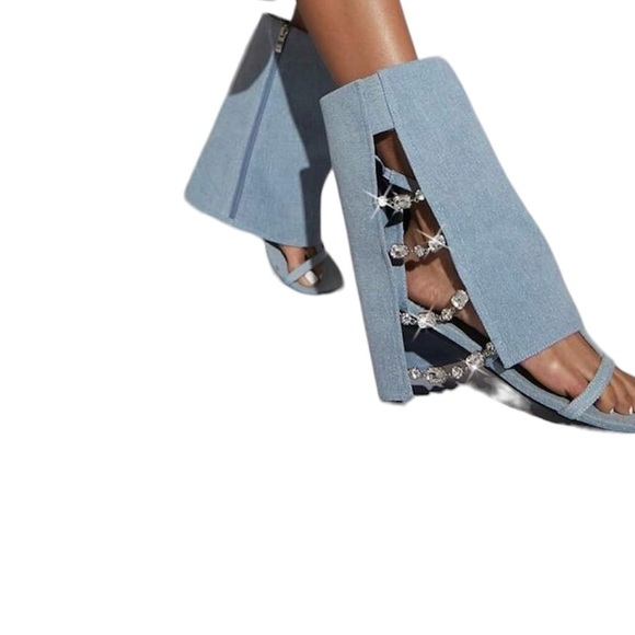 SHUZIA Metallic PU Leather Open Toe Cut
Out Booties - Picture 3 of 4